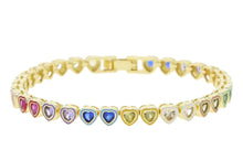 Load image into Gallery viewer, Rainbow Hearts Tennis Bracelet
