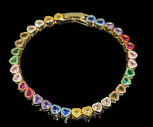 Load image into Gallery viewer, Rainbow Hearts Tennis Bracelet
