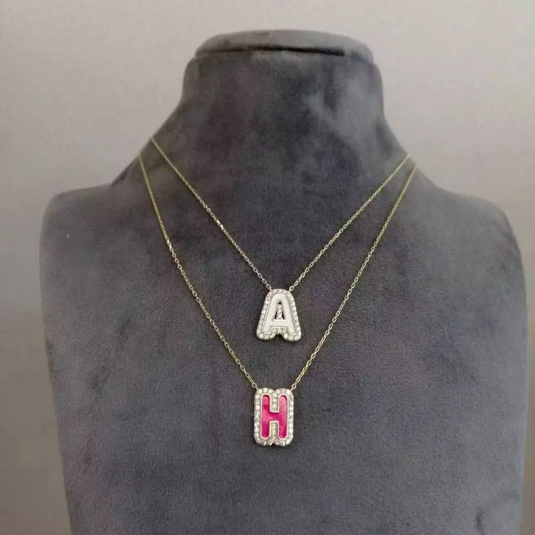 Bubble Letter Initial Necklace