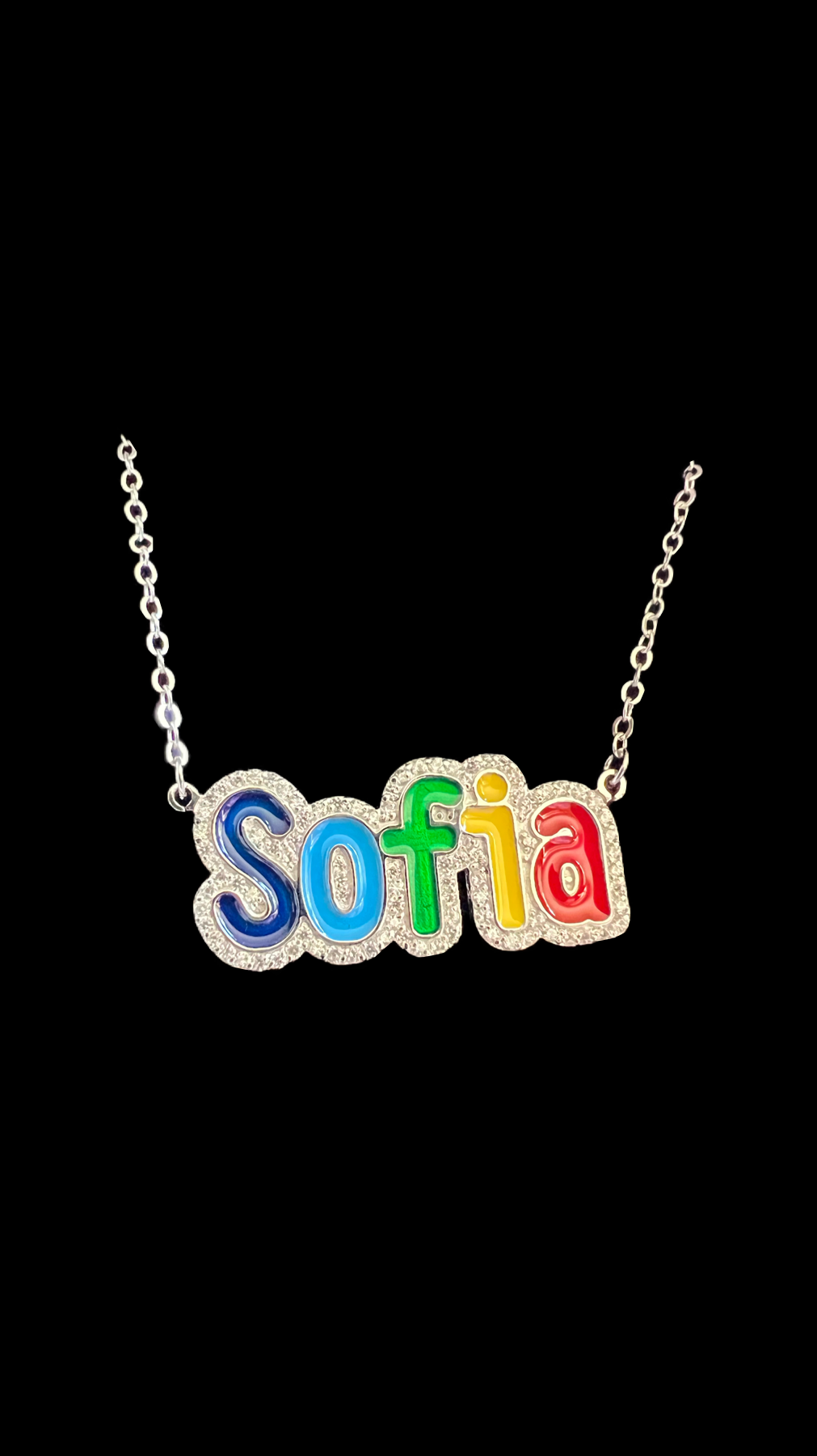 Chasing Rainbows Enamel Bubble Name Necklace