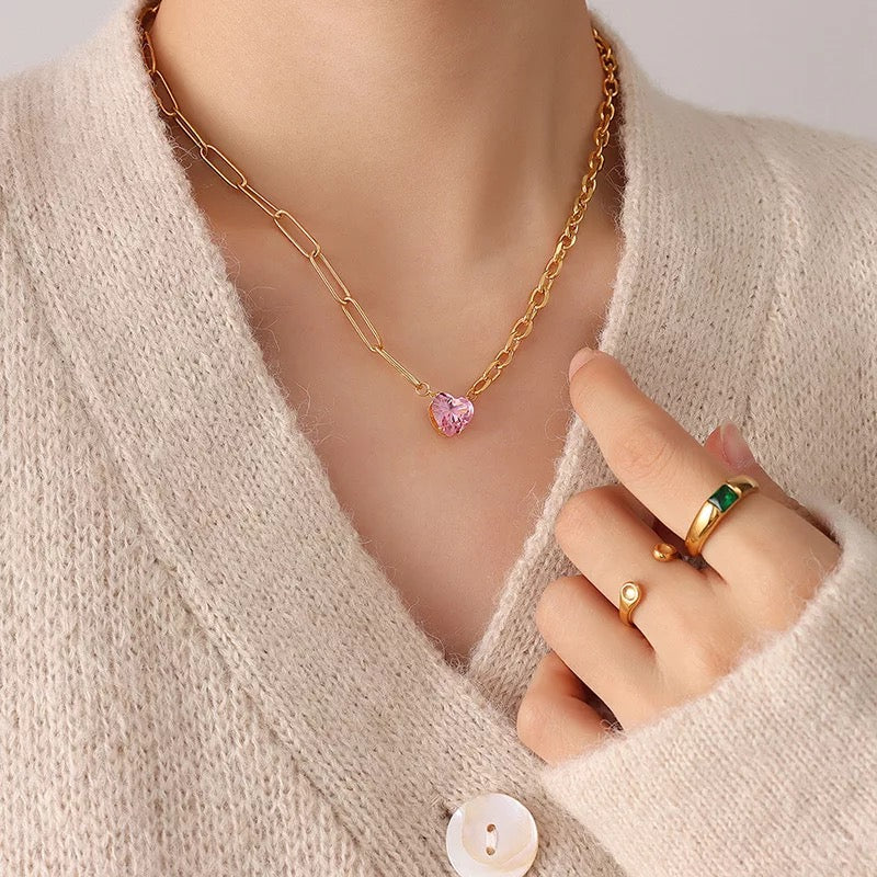 The Pink Heart Necklace