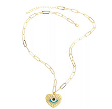 Load image into Gallery viewer, Enamel Evil Eye Paper Clip Necklace
